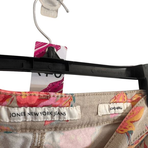 Jones New York Womens Pants 4 Pink Floral Skinny Ankle Jeans - Picture 3 of 3